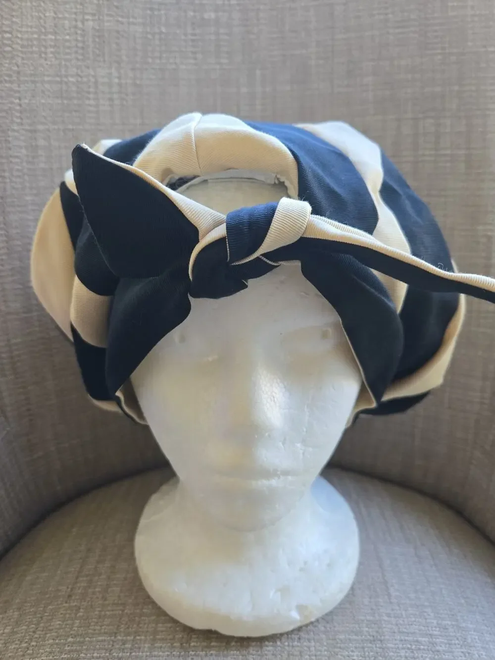 1940s Brighton Of California Striped Oversized Vintage Hat Cap Turban